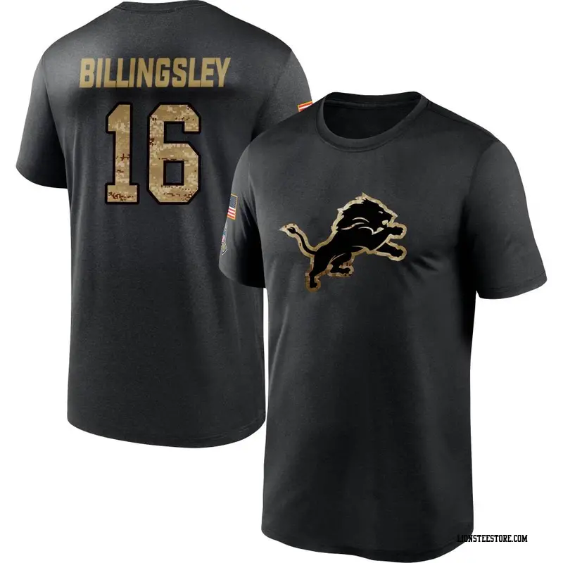 Men's Detroit Lions ＃16 Jace Billingsley Black 2020 Salute To Service Performance T-Shirt