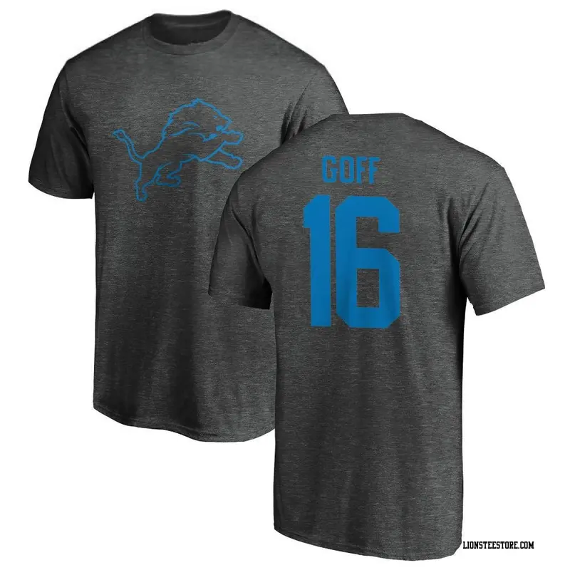 Men's Detroit Lions ＃16 Jared Goff Ash One Color T-Shirt