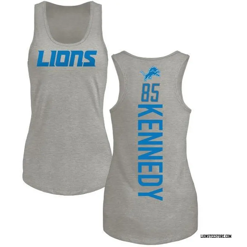 Women's Detroit Lions ＃85 Tom Kennedy Ash Backer Tank Top