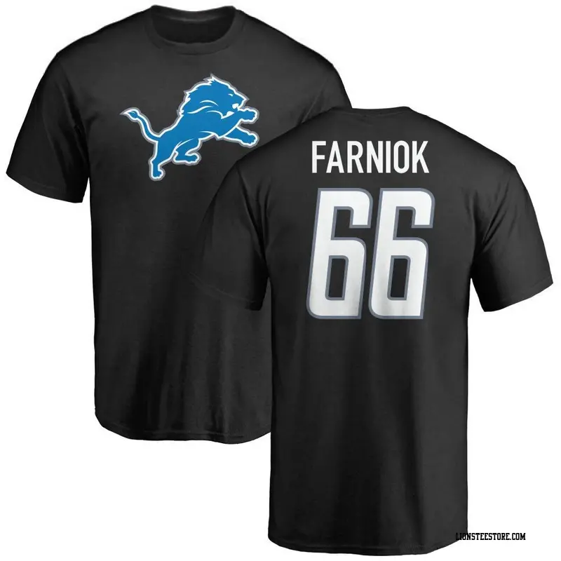 Youth Detroit Lions ＃66 Matt Farniok Black Name & Number Logo T-Shirt