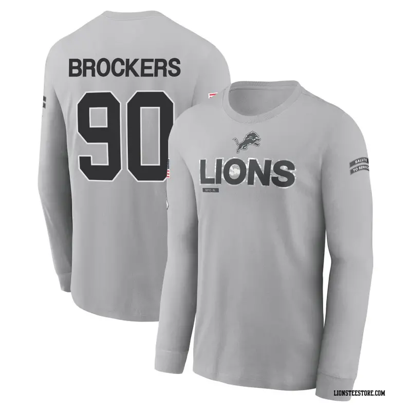 Youth Detroit Lions ＃90 Michael Brockers Gray 2024 Salute to Service Long Sleeve T-Shirt